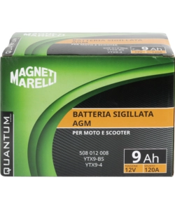 MAGNETI MARELLI BATTERIA MOTO E SCOOTER 9AH 12V 120A TECNOLOGIA AGM SIGILLATA POLO POSITIVO SINISTRO